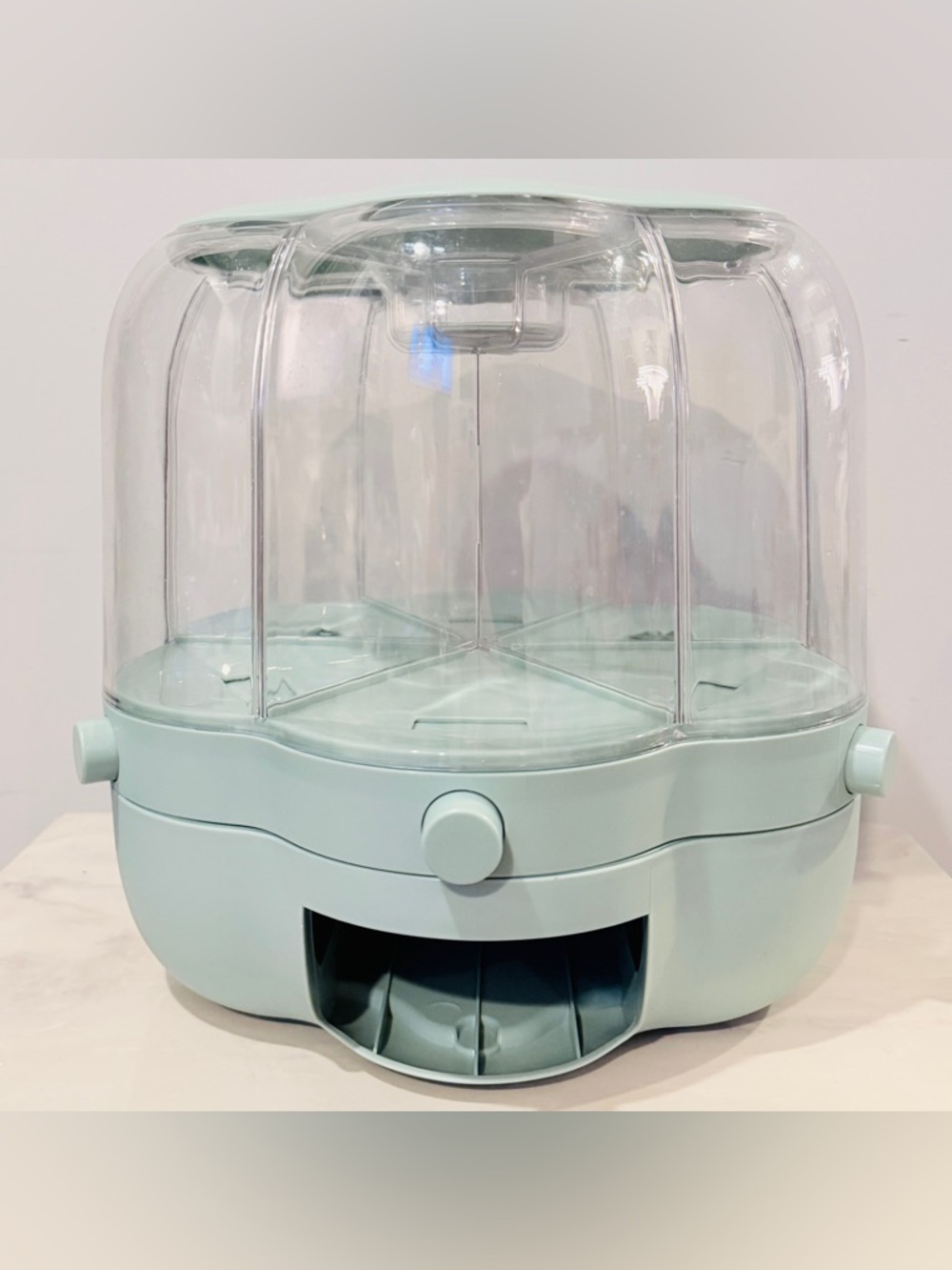 360° Rotating 6-Compartment Storage Dispenser Container Grain Rice Cereal Beans
